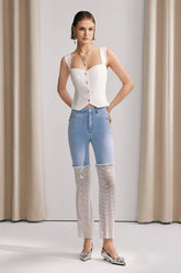 Glitzer-Jeans mit Paisley-Muster